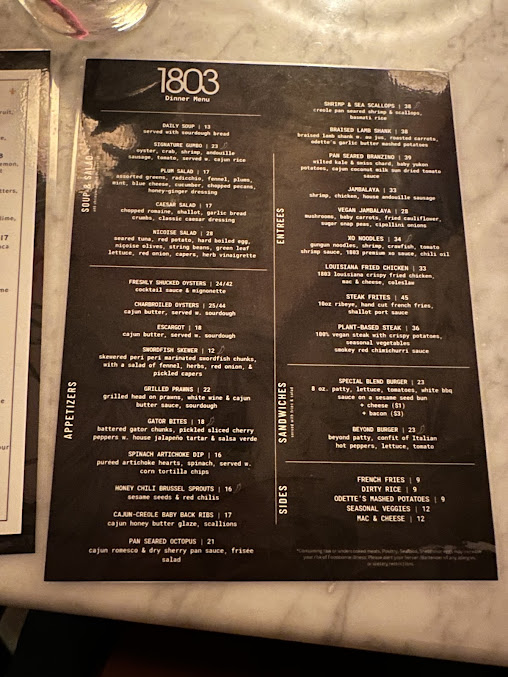 Menu 1803 Nyc - 4