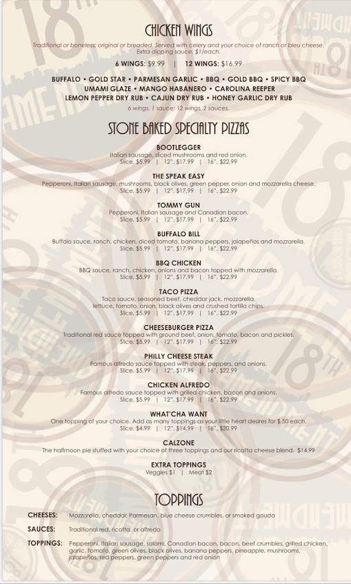 Menu 18Th Amendment Neighborhood Bar - 1