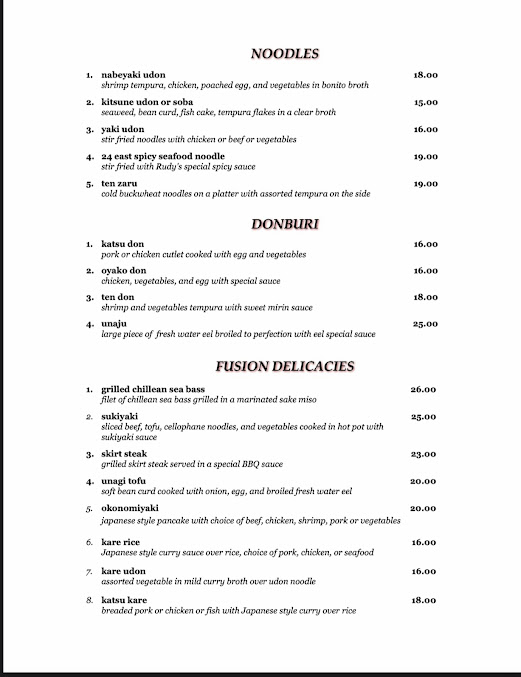 Menu 24 East Bistro - 2