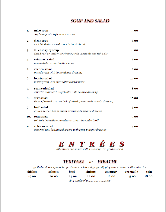 Menu 24 East Bistro - 4