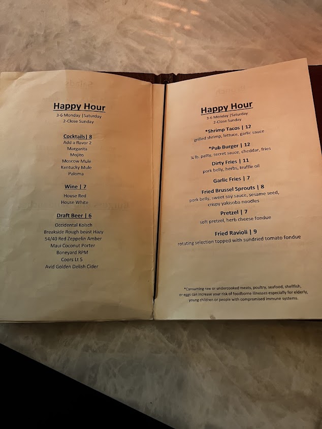 Menu 3 Sheets At The Harbor - 2