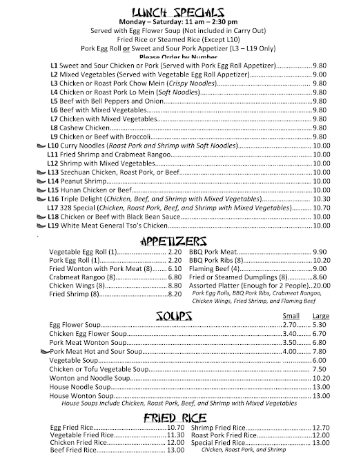 Menu 328 Chinese Cuisine - 1