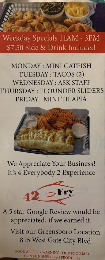Menu 42 Fry Greenville - 3