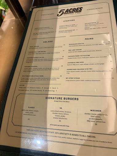 Menu 5 Acres Restaurant - 7