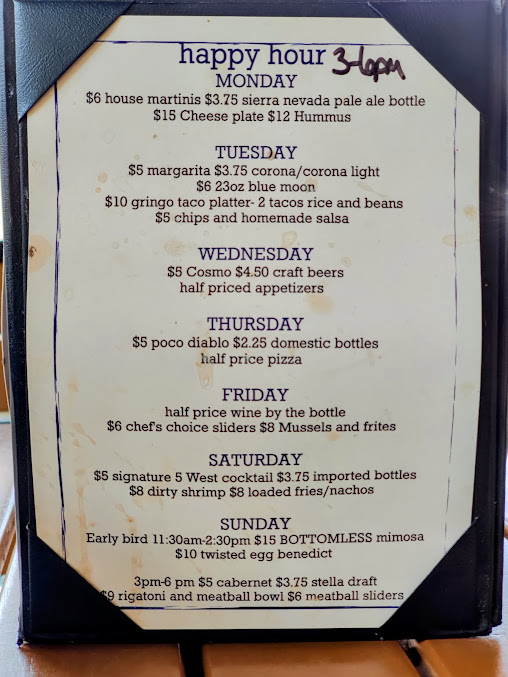 Menu 5 West Pub - 2