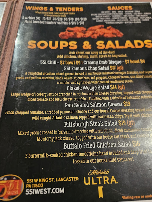 Menu 551 West - 2