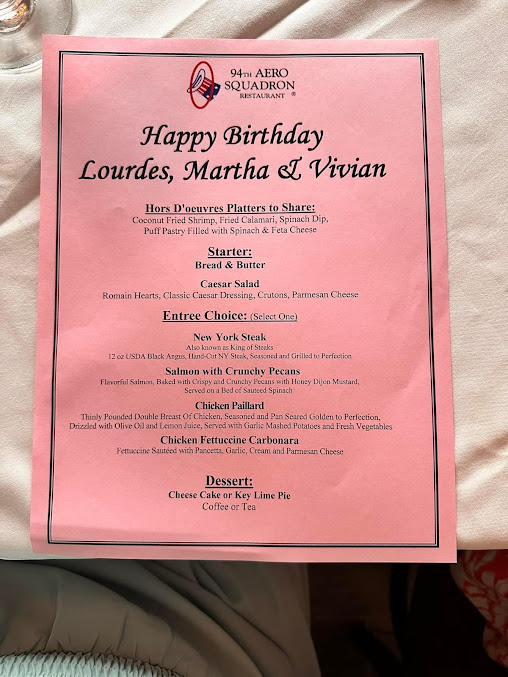 Menu 94Th Aero Squadron Restaurant - 1
