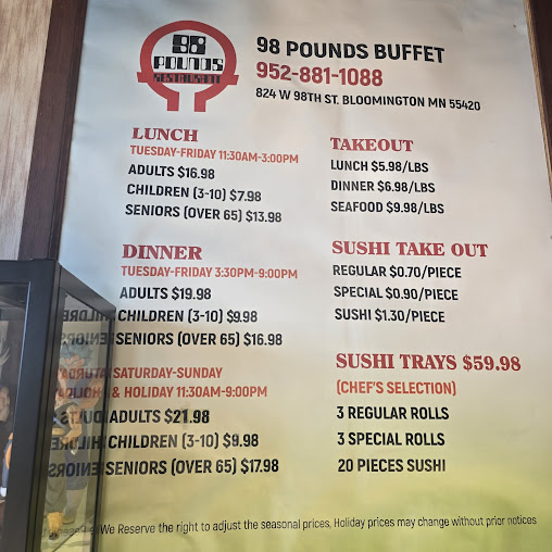 Menu 98 Pounds Buffet - 0