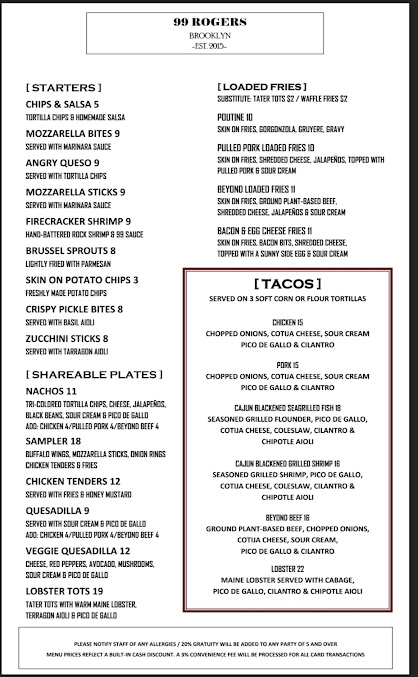 Menu 99Rogers - 1