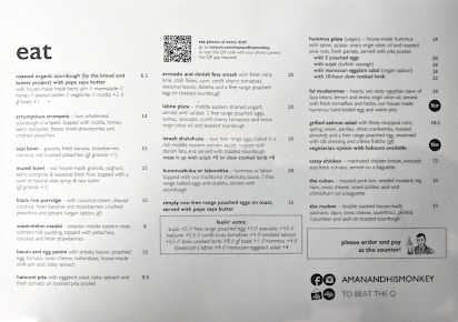 Menu A Man And His Monkey Cafe - 7