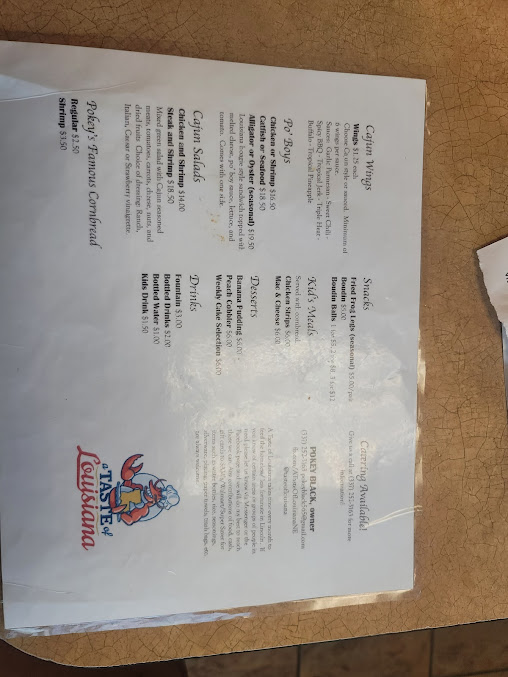 Menu A Taste Of Louisiana - 1