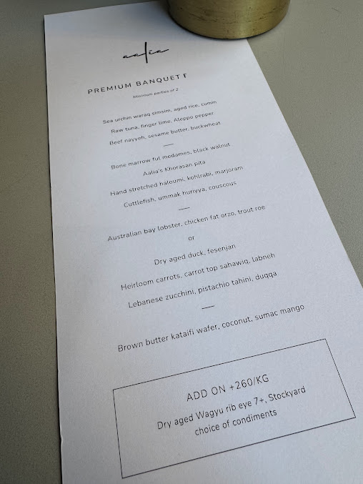 Menu Aalia Restaurant Sydney - 6