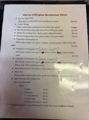 Menu Aberus Ethiopian Restaurant - 1