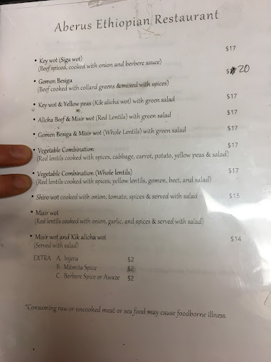 Menu Aberus Ethiopian Restaurant - 2