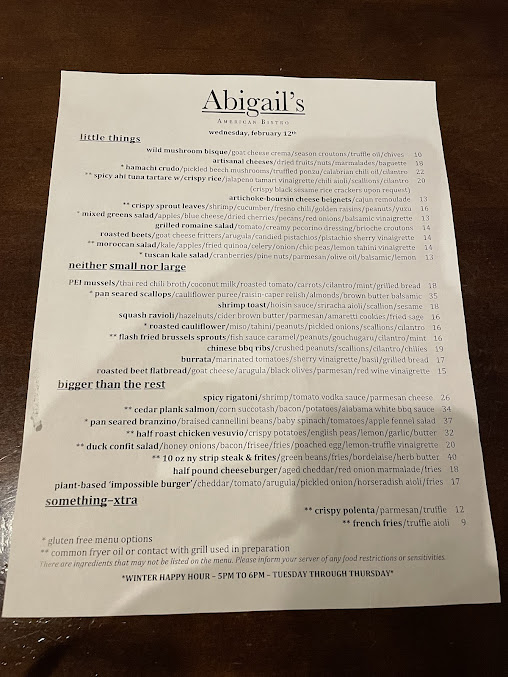 Menu Abigail's American Bistro - 5