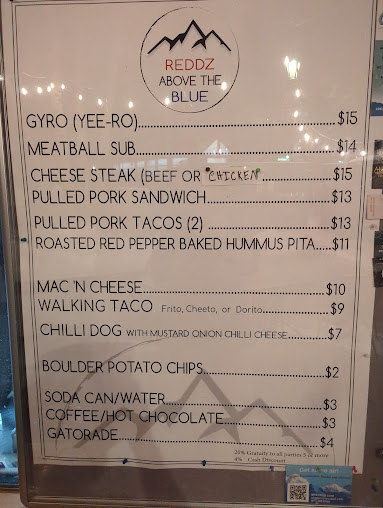 Menu Above The Blue Reddz - 0