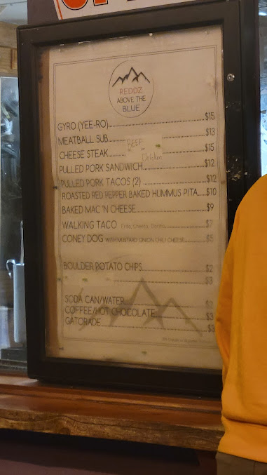 Menu Above The Blue Reddz - 2