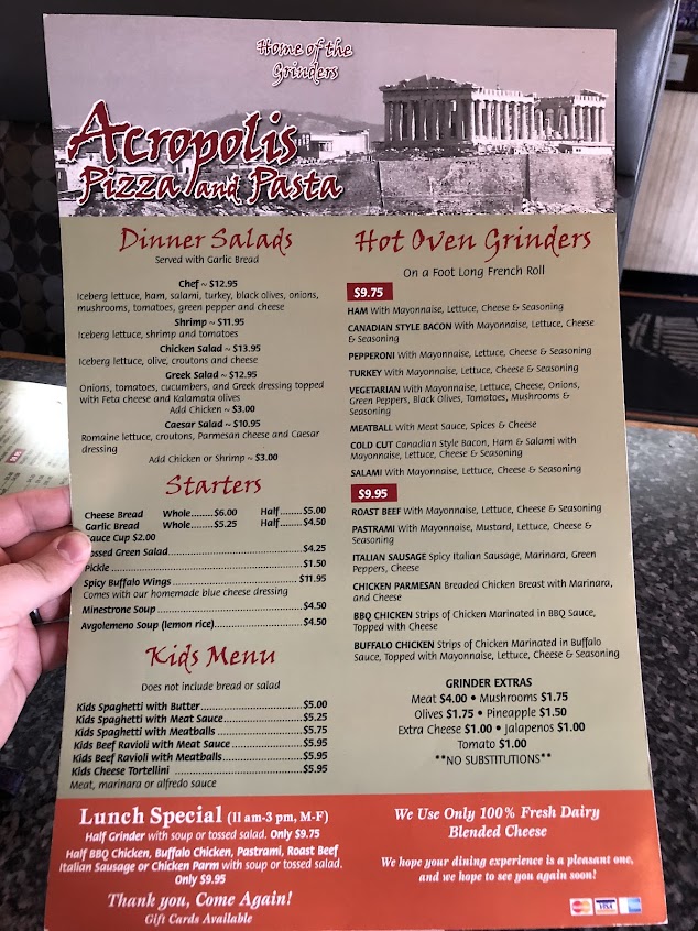 Menu Acropolis Pizza Pasta Kirkland - 5
