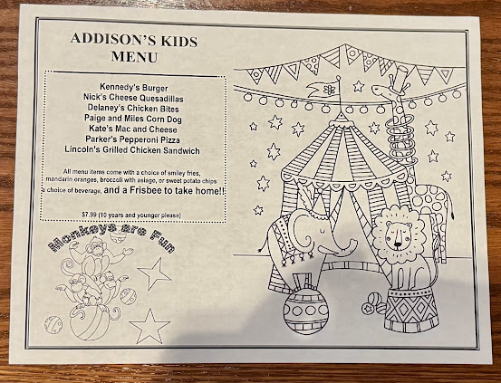 Menu Addisons South - 0