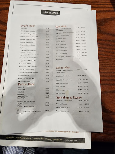 Menu Addisons South - 2