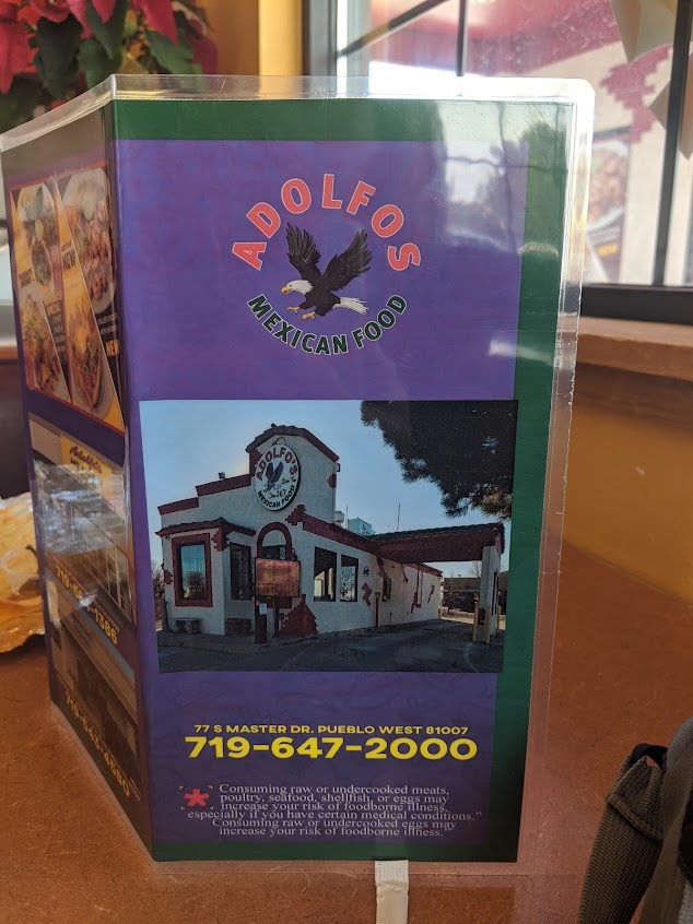 Menu Adolfo's Mexican Food - 1