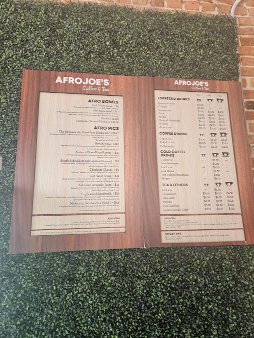 Menu Afro Joes Coffee Tea - 1