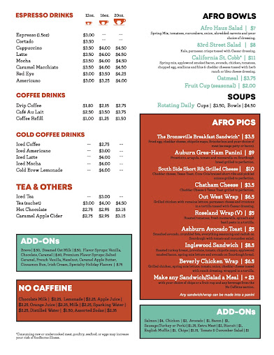 Menu Afro Joes Coffee Tea - 4
