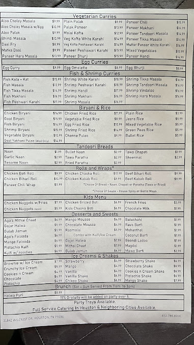 Menu Aga's Restaurant & Catering - 1