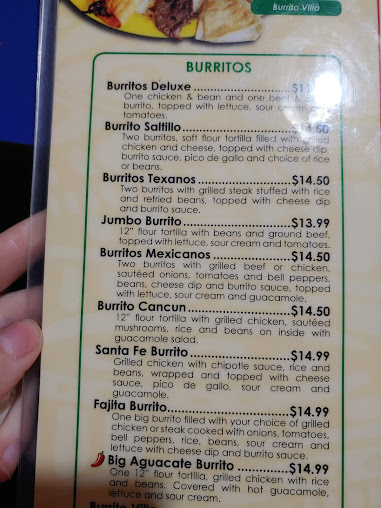 Menu Aguacates Mexican Restaurant - 1