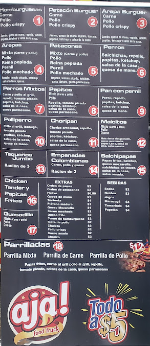 Menu Aja Food Truck Kendall - 7