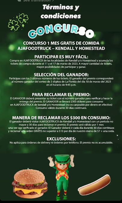 Menu Aja Food Truck Kendall - 9