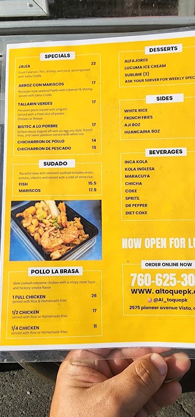 Menu Al Toque Peruvian Kitchen - 5