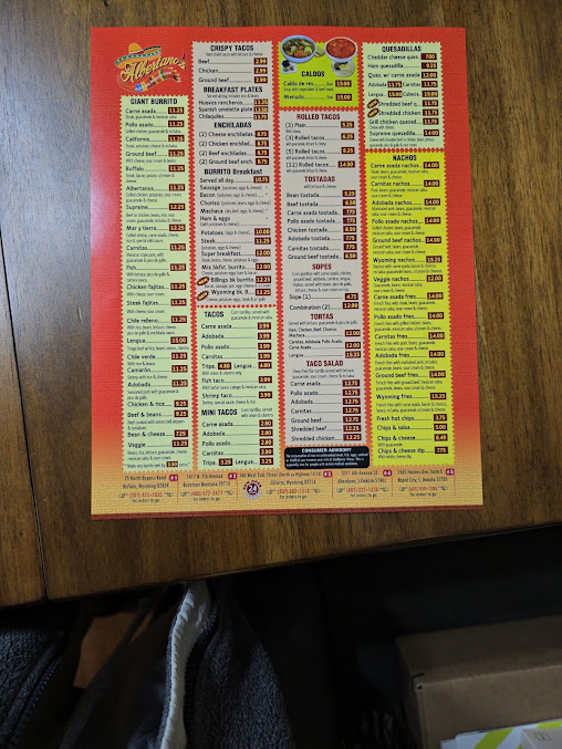 Menu Albertanos Mexican Food Rapid City - 7