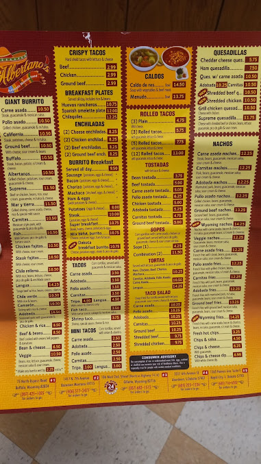 Menu Albertanos Mexican Food Rapid City - 9