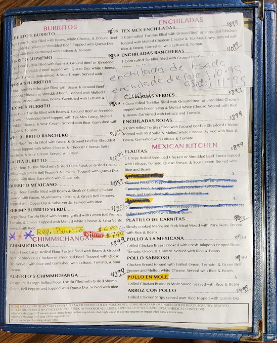Menu Alberto's Mexican Grill - 0