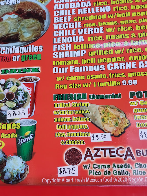 Menu Albert's Mexican Food - 9