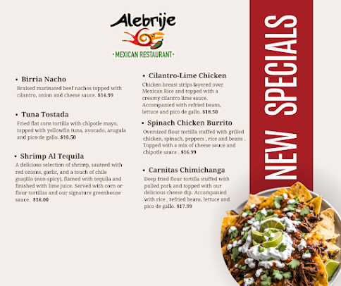 Menu Alebrije Mexican Restaurant Reading - 0