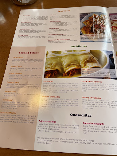 Menu Alebrije Mexican Restaurant Reading - 2