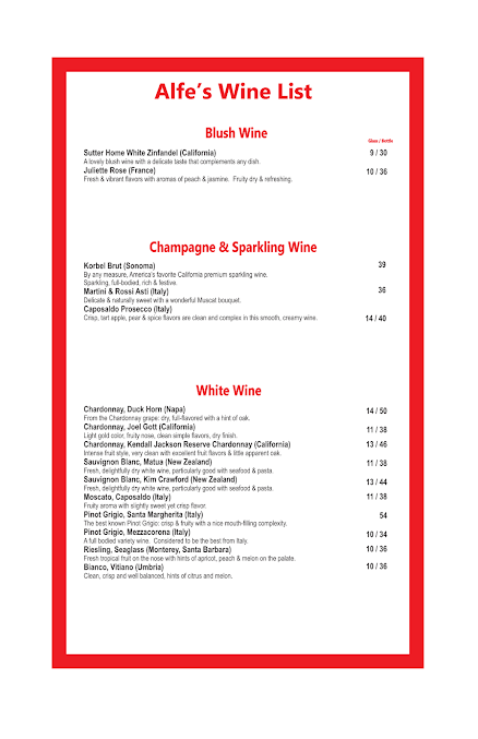 Menu Alfe's Restaurant - 5