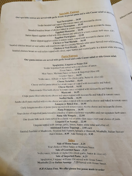 Menu Alfresco's Italian Bistro - 3