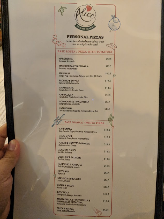 Menu Alice Pizza And Restaurant Locust Street - 9