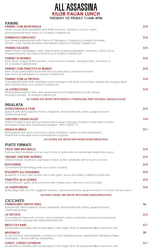 Menu All Assassina - 0