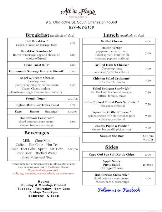 Menu All In Flavor Cafe Sweets Restaurant - 0