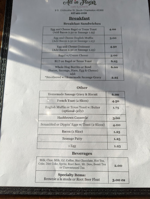 Menu All In Flavor Cafe Sweets Restaurant - 1