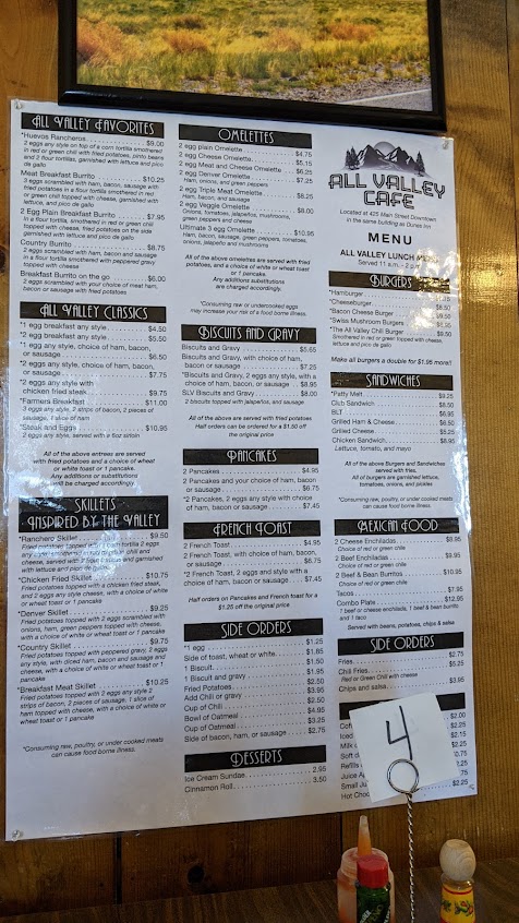 Menu All Valley Cafe - 0