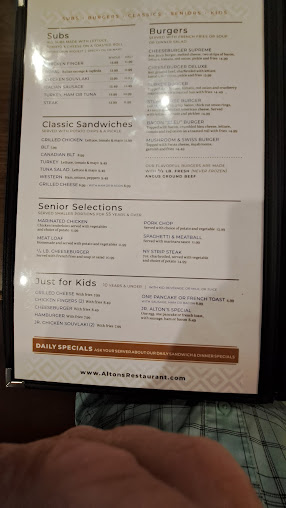 Menu Alton's Restaurant - Cheektowaga - 1