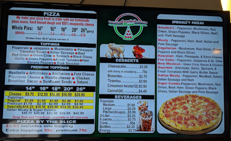 Menu Amadeos Pizza Subs - 2