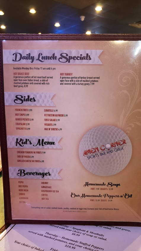Menu Amen Corner - 1
