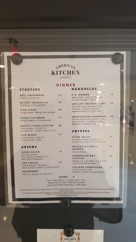 Menu American Kitchen Bar Grill - 1
