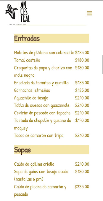 Menu Ancestral Cocina Tradicional - 3